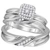 Image 1 : His Hers Round Diamond Square Matching Wedding Set 1/5 Cttw 10kt White Gold - REF-39R5X