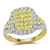 Image 1 : Womens Round Canary Yellow Diamond Rectangle Cluster Ring 1-7/8 Cttw 14kt Yellow Gold - REF-109F5W