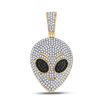 Image 1 : Mens Round Black Color Enhanced Diamond Alien Charm Pendant 1 Cttw 10kt Yellow Gold - REF-41H5R