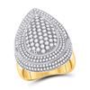 Image 1 : Womens Round Diamond Teardrop Cluster Ring 2-1/5 Cttw 14kt Yellow Gold - REF-208H5R