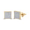 Image 1 : Mens Round Diamond Kite Square Earrings 1/6 Cttw 10kt Yellow Gold - REF-10R5X