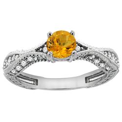 0.67 CTW Citrine & Diamond Ring 14K White Gold - REF-67V7R