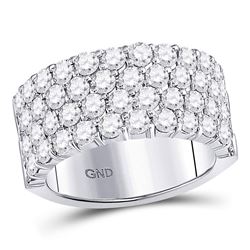 Womens Round Diamond 4 Row Pave Wedding Band 3 Cttw 14kt White Gold - REF-230N5F