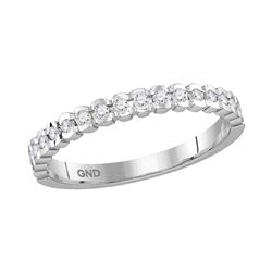 Womens Machine Set Round Diamond Band Ring 1/4 Cttw 14kt White Gold - REF-25Y9N