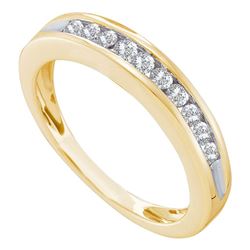 Womens Round Diamond Wedding Single Row Band 1/4 Cttw 10kt Yellow Gold - REF-19Y9N