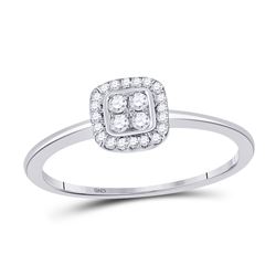 Womens Round Diamond Square Frame Cluster Ring 1/8 Cttw 10kt Yellow Gold - REF-10W5K