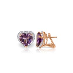 Genuine 6.48 ctw Amethyst & Diamond Earrings 14KT Rose Gold - REF-101Z4N