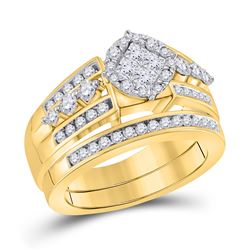 Princess Diamond Bridal Wedding Ring Band Set 1 Cttw 14kt Yellow Gold - REF-109W5K