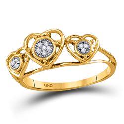 Womens Round Diamond Heart Ring .03 Cttw 10kt Yellow Gold - REF-7X9A