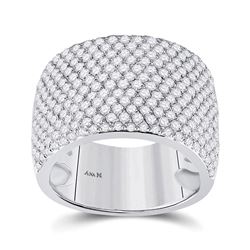 Womens Round Diamond Pave Band Ring 2-1/4 Cttw 14kt White Gold - REF-164M5H