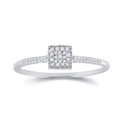 Womens Round Diamond Square Cluster Ring 1/20 Cttw 10kt White Gold - REF-9H9R