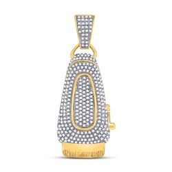 Mens Round Diamond Barber Clippers Charm Pendant 1 Cttw 10kt Yellow Gold - REF-49X9A