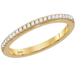 Womens Round Diamond Single Row Stackable Band Ring 1/8 Cttw 14kt Yellow Gold - REF-19W5K
