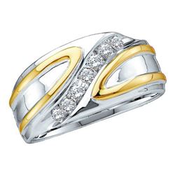 Mens Round Diamond Diagonal Row Band Ring 1/4 Cttw 14kt White Gold - REF-40A9M