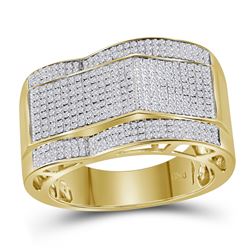 Mens Round Diamond Rounded Arch Cluster Ring 1 Cttw 10kt Yellow Gold - REF-71N9F