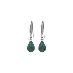 Genuine 6.7 ctw Green Sapphire Corundum & Diamond Earrings 14KT White Gold - REF-28Y8F