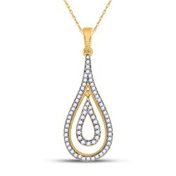 Womens Round Diamond Double Nested Teardrop Pendant 1/4 Cttw 10kt Yellow Gold - REF-17K5Y