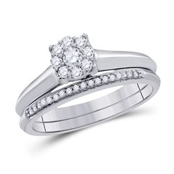 Round Diamond Bridal Wedding Ring Band Set 1/3 Cttw 10k White Gold - REF-31K9Y