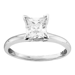 Womens Princess Diamond Solitaire Bridal Wedding Engagement Ring 1/5 Cttw 14kt White Gold - REF-25K5