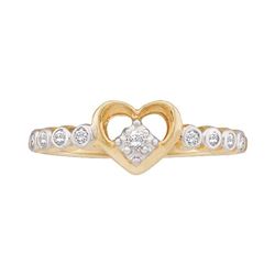 Womens Round Diamond Slender Heart Ring 1/10 Cttw 10kt Yellow Gold - REF-10H5R
