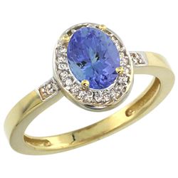 0.92 CTW Tanzanite & Diamond Ring 14K Yellow Gold - REF-44K5W