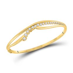 Womens Round Diamond Graduated Journey Bangle Bracelet 1 Cttw 14kt Yellow Gold - REF-129R9X