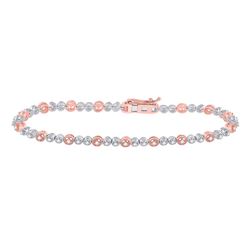 Womens Round Diamond Tennis Bracelet 1/2 Cttw 14kt Two-tone Gold - REF-74M9H