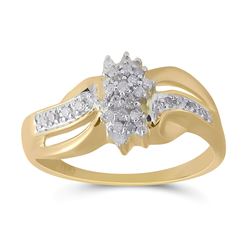 Womens Round Diamond Cluster Ring 1/5 Cttw 10kt Yellow Gold - REF-14R9X