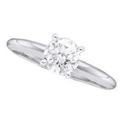 Womens Round Diamond Solitaire Bridal Wedding Engagement Ring 1/5 Cttw 14kt White Gold - REF-23Y5N