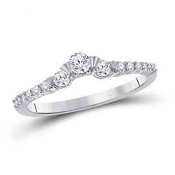 Womens Round Diamond Wedding Solitaire Enhancer Band 1/3 Cttw 10kt White Gold - REF-21H5R