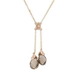 4.65 CTW Smoky Topaz & Diamond Necklace 14K Rose Gold - REF-24N3Y