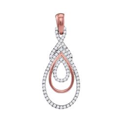 Womens Round Diamond Triple Nested Teardrop Pendant 1/4 Cttw 10kt Rose Gold - REF-14X9A