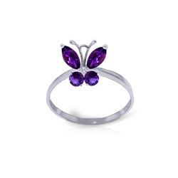 Genuine 0.60 ctw Amethyst Ring 14KT White Gold - REF-28Y9F