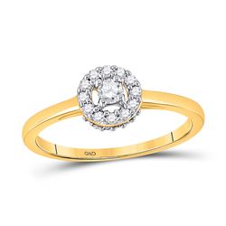 Womens Round Diamond Solitaire Halo Promise Ring 1/4 Cttw 10kt Yellow Gold - REF-20X9A