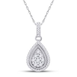 Womens Round Diamond Teardrop Pendant 1/4 Cttw 10kt White Gold - REF-16R9X