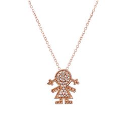 0.11 CTW Diamond Necklace 14K Rose Gold - REF-18W6H