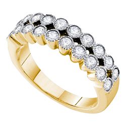 Womens Round Diamond Milgrain Band Ring 3/4 Cttw 14kt Yellow Gold - REF-65X5A