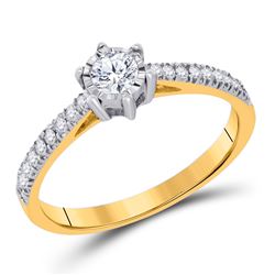 Round Diamond Solitaire Bridal Wedding Engagement Ring 1/3 Cttw 10kt Yellow Gold - REF-34F5W