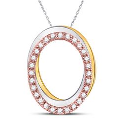 Womens Round Diamond Oval Pendant 1/6 Cttw 10kt Tri-Tone Gold - REF-14N9F