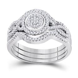 Round Diamond Bridal Wedding Ring Band Set 1/3 Cttw 10kt White Gold - REF-33A5M