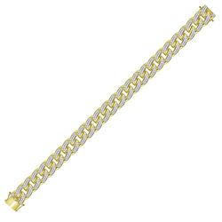 Mens Round Diamond Cuban Link Bracelet 7 Cttw 10kt Yellow Gold - REF-538N5F