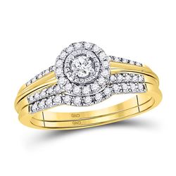 Round Diamond Bridal Wedding Ring Band Set 1/3 Cttw 10kt Yellow Gold - REF-32F5W