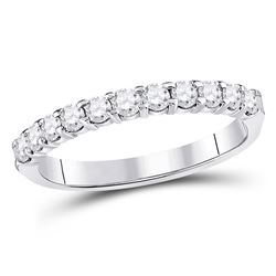 Womens Round Diamond Single Row Machine-set Wedding Band 1/2 Cttw 14kt White Gold - REF-38W9K