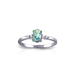 Genuine 0.46 ctw Blue Topaz & Diamond Ring 14KT White Gold - REF-27T3A