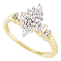 Womens Round Prong-set Diamond Marquise-shape Cluster Ring 1/6 Cttw 10kt Yellow Gold - REF-14K5Y