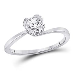 Womens Round Diamond Solitaire Bridal Wedding Engagement Ring 5/8 Cttw 14kt White Gold - REF-122N5F