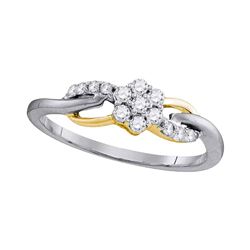 Womens Round Diamond Flower Cluster Infinity Ring 1/4 Cttw 10kt White Gold - REF-19W9K