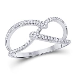 Womens Round Diamond Strand Band Ring 1/5 Cttw 10kt White Gold - REF-14N9F