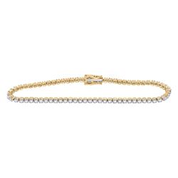 Womens Round Diamond Tennis Bracelet 2 Cttw 10kt Yellow Gold - REF-126F9W