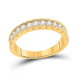 Womens Round Diamond Single Row Band Ring 1/2 Cttw 14kt Yellow Gold - REF-46M5H